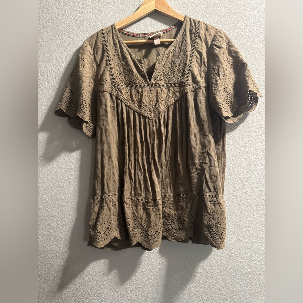 Knox Rose Brown Eyelet Blouse